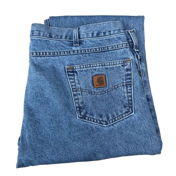 Carhartt Cotton B18-STW Men’s Traditional Fit Denim Blue Jeans 44 X 32 - Picture 1 of 14